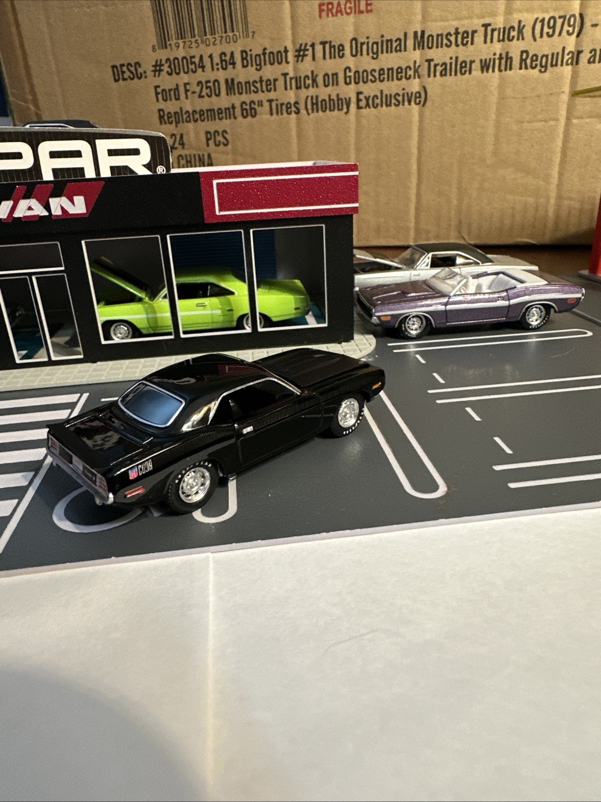 2025 Greenlight 1970 AAR Cuda Black With Stand 1/64 Adult Collectible