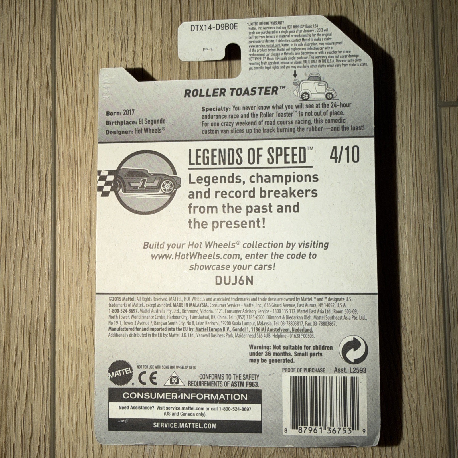 2017 Hot Wheels Track Stars Legends of Speed 4/10 “Roller Toaster” 70/365 Blue
