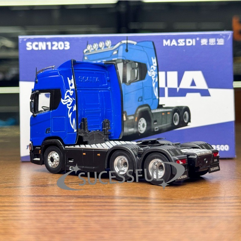 Blue Scania R500 Tractor Truck Masdi 1:64 Diecast Heavy Truck Hobby Model