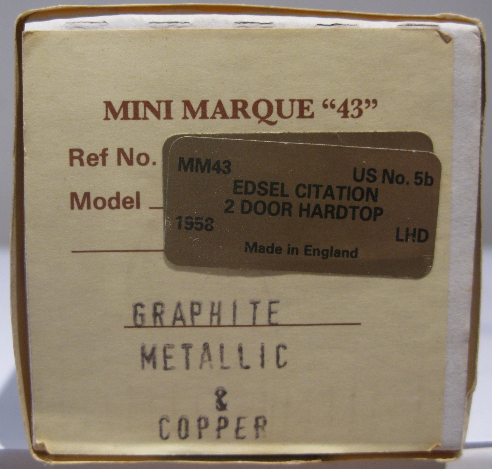 Mini Marque 1:43 US 5B 1958 Met Graphite & Copper Edsel Citation 2 Door Hardtop