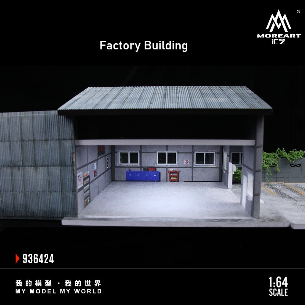 1/64 Diorama Car Garage Model LED Lighting City Factory Building Model Scene US