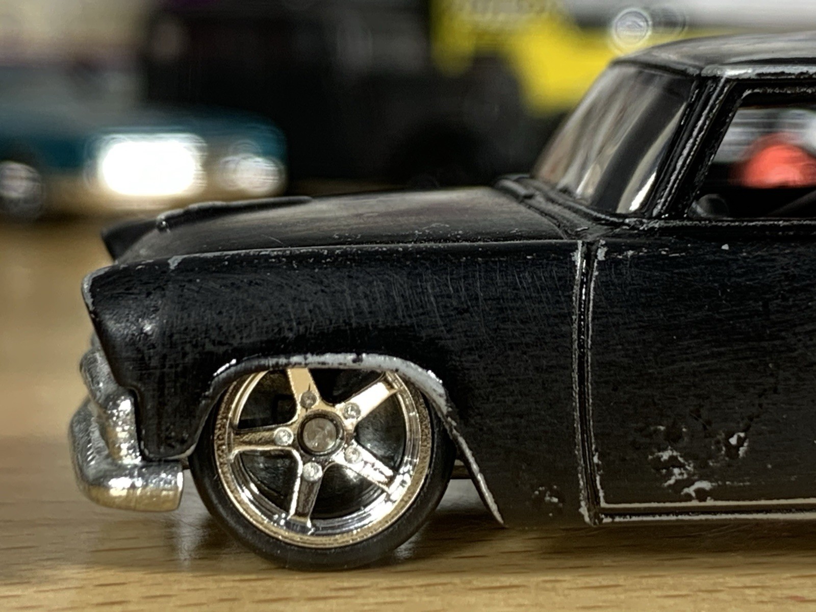 Hot Wheels Customized 1955 Plymouth Savoy Hot Rod Patina Matt Black Metal Base