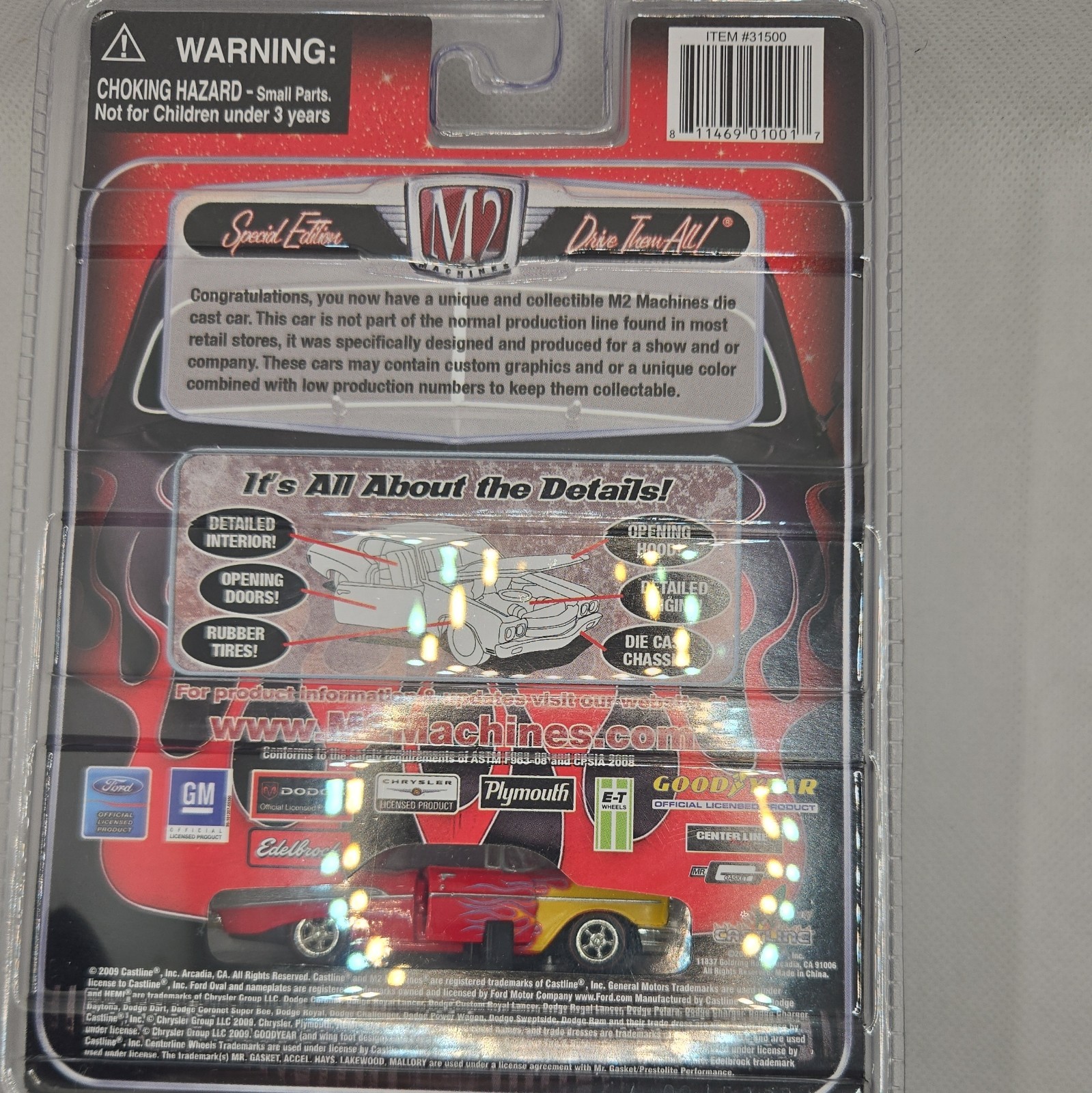 M2 Machines Auto-Thentics 1957 Chevrolet Bel Air 1:64 Diecast LE Red/Yel Flames