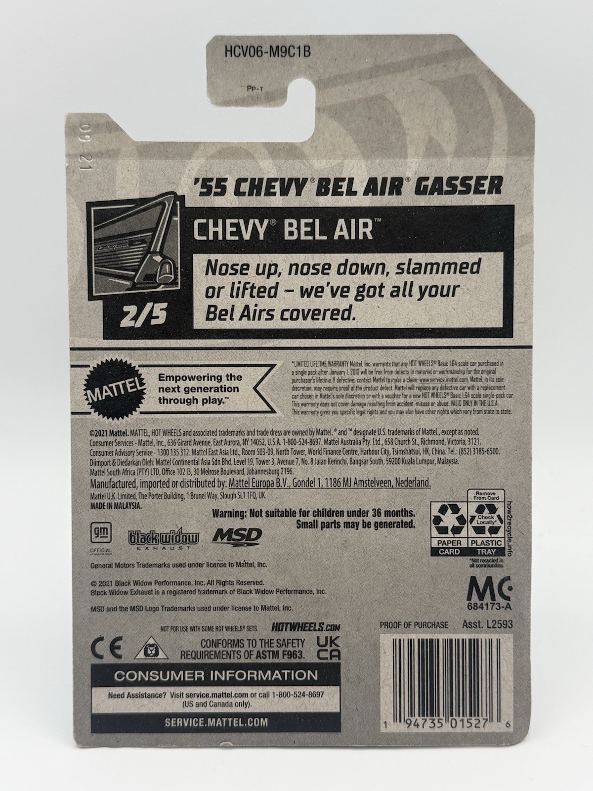 Hot Wheels ’55 Chevy Bel Air Gasser 43/250 Chevy Bel Air 2/5 Green Triassic-Five