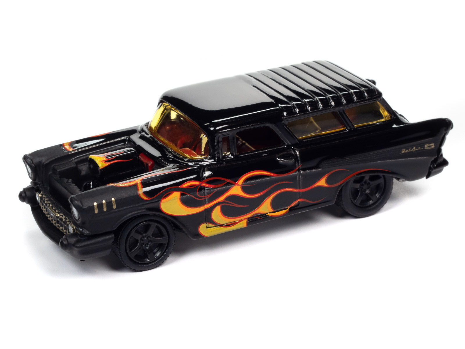 Johnny Lightning Street Freaks Black With Flames 1957 Chevrolet Nomad 1:64 Car