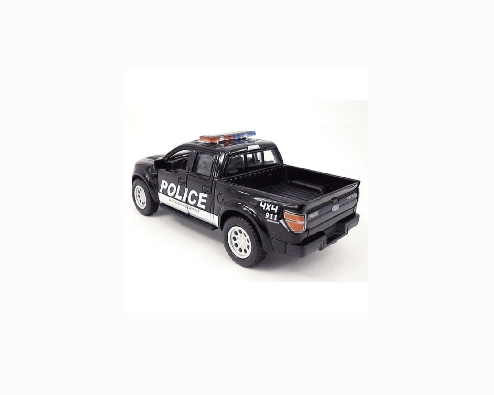 5365DP Kinsmart 2013 Ford F-150 Raptor Police1:46 Diecast Truck 5 inch Black