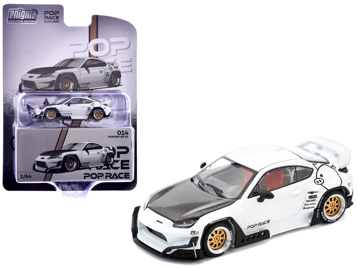 Toyota Pandem GR86 White with Carbon Hood “Enigma Exclusive Edition” 1/64 Diecas