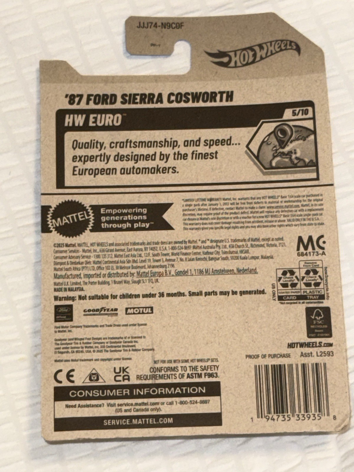 HOT WHEELS ’87 Ford Sierra Cosworth Pink HW Euro