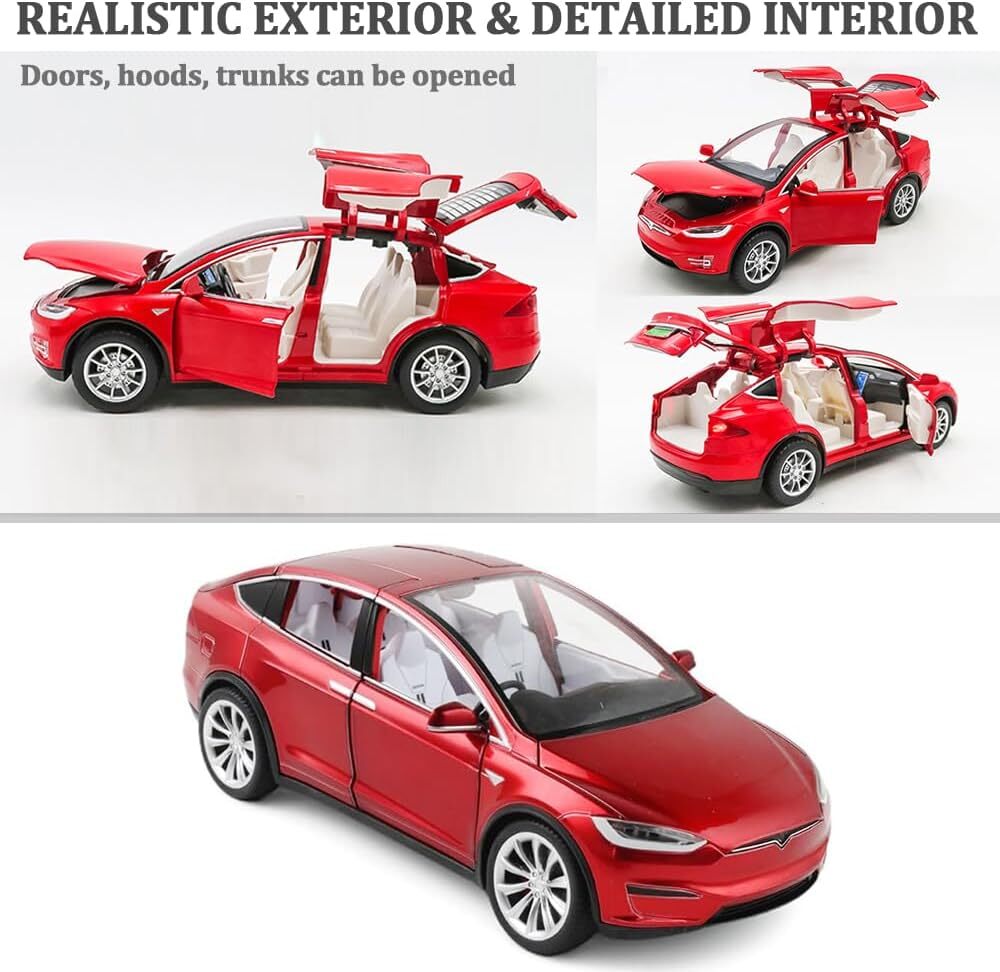 1:24 Scale Tesla Model X Alloy Car Model Diecast Toy Vehicles with Charger