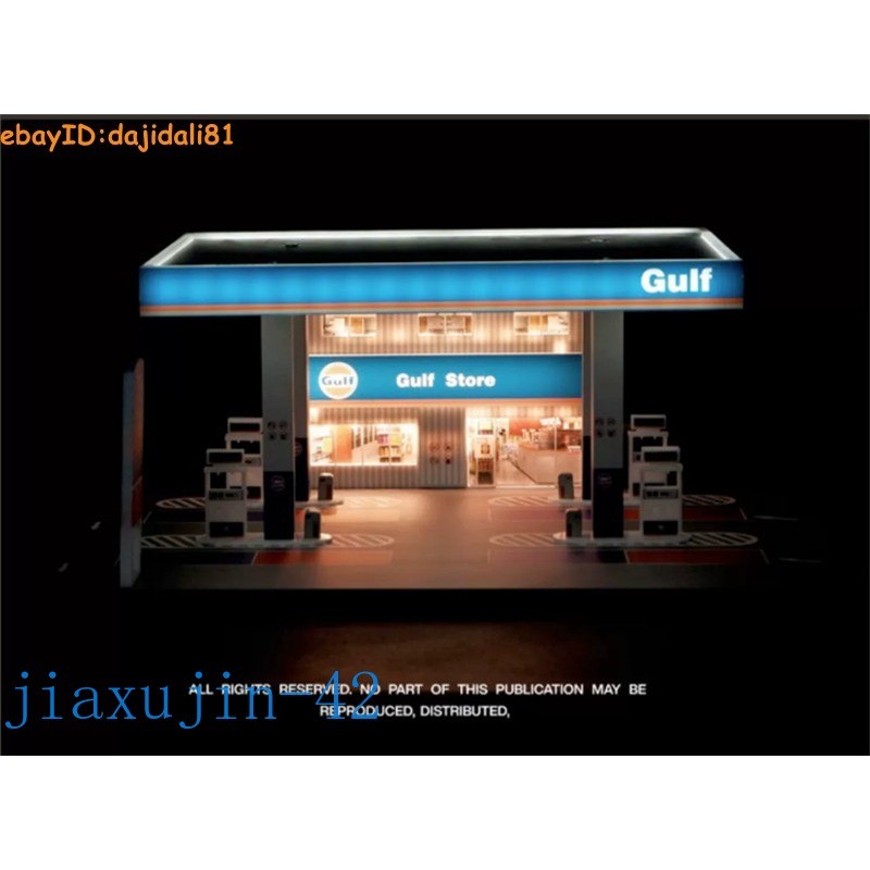 1/64 Diorama City Gas Station Model Car Garage LED Lighting Scene Display Model