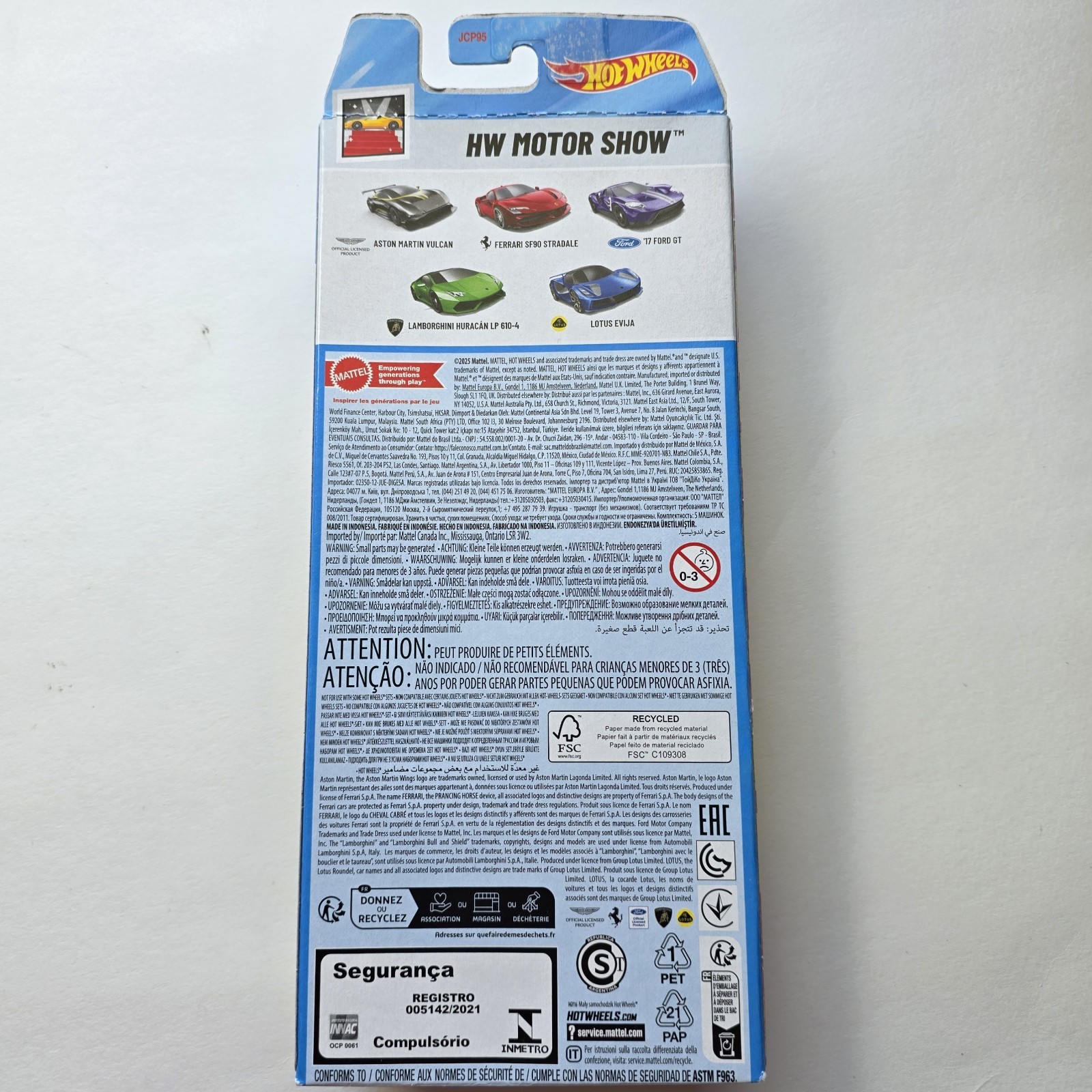 Hot Wheels HW Motor Show 5 Pack JCP95 Ferrari SF90 Ford GT Huracan Evija