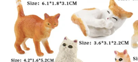 Two (2) Cats 1:18 SCALE Diorama Hard Plastic hand painted NEW !