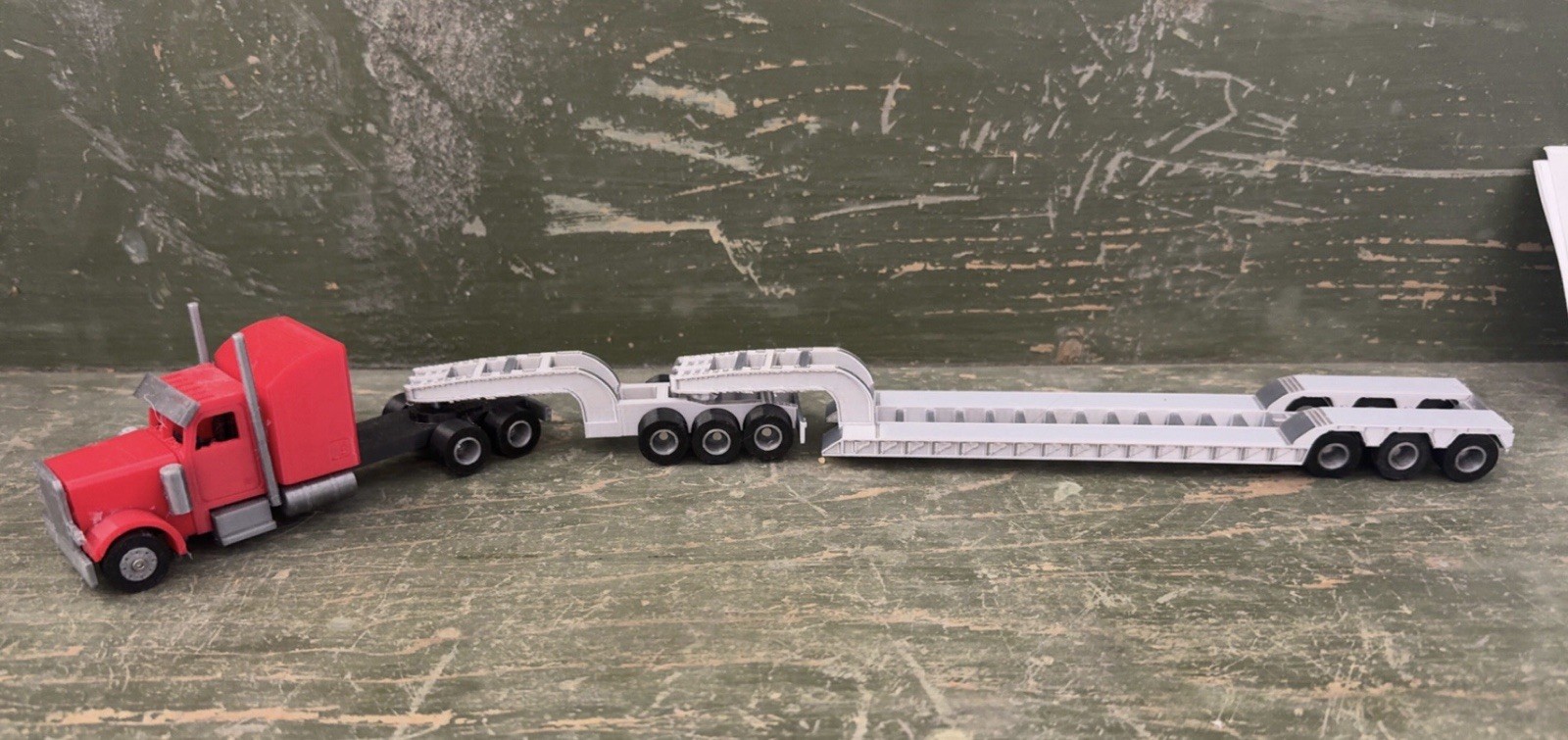 1:64 Scale 3 Axel Low Boy Trailer With converter dolly – Black – Heavy Haul