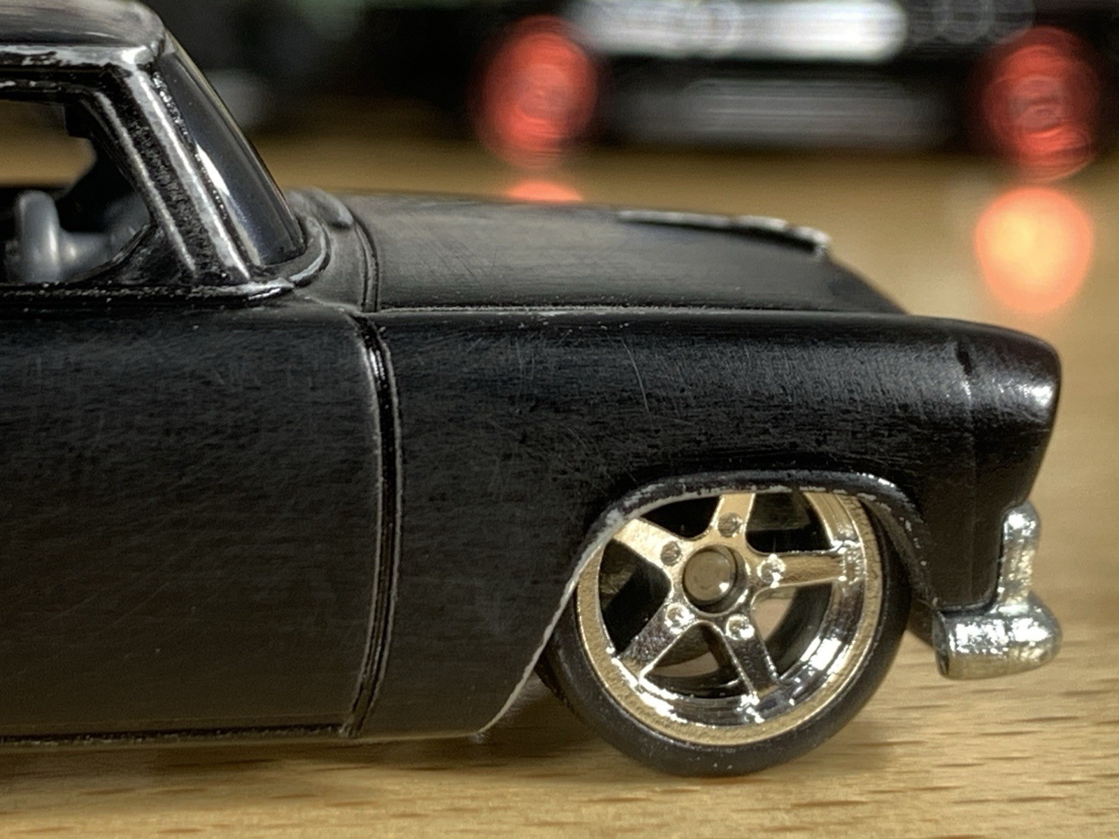 Hot Wheels Customized 1955 Plymouth Savoy Hot Rod Patina Matt Black Metal Base