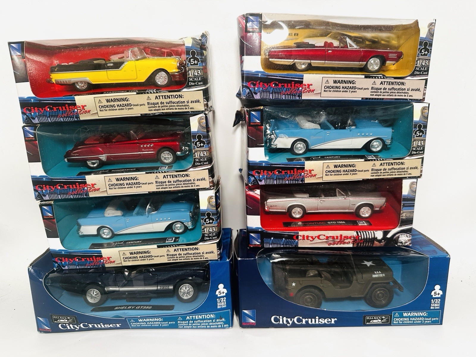 Lot of 8- DieCast City Cruiser Collection 50’s & 60’s Classic Cars NIB