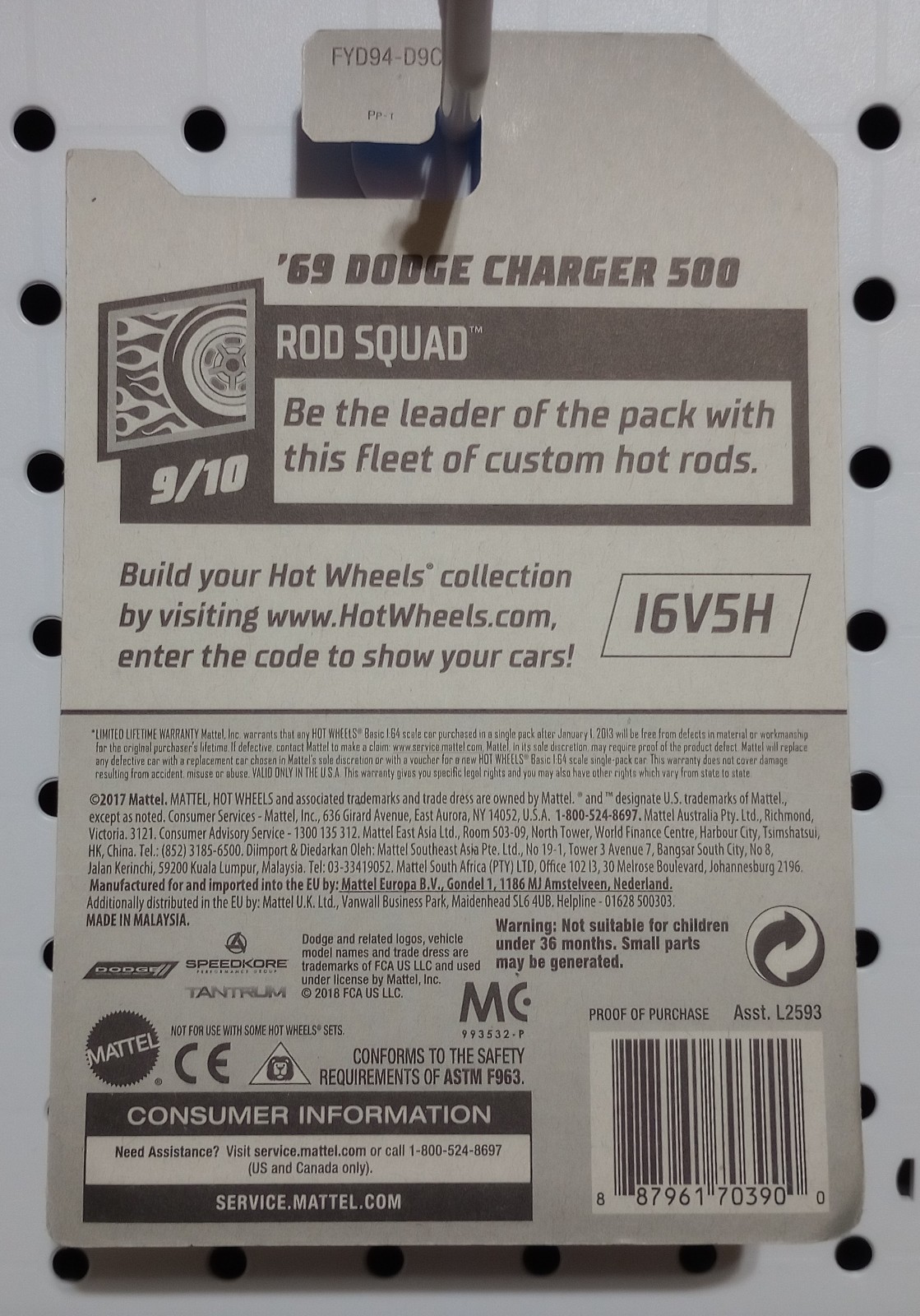 Hot Wheels ’69 DODGE CHARGER 500 Blue Rod Squad Blue