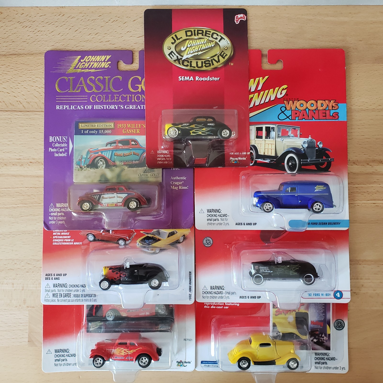 Johnny Lightning Mixed Lot of 7 Willys Gassers Ford Hot Rods Sema Roadster 1:64
