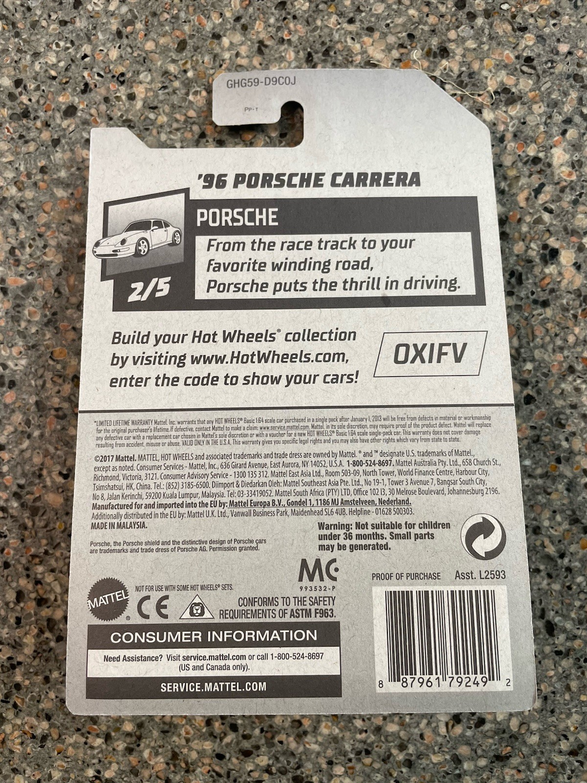 2020 Hot Wheels ’96 Porsche 911 / 993 Carrera Kroger Exclusive Silver – New