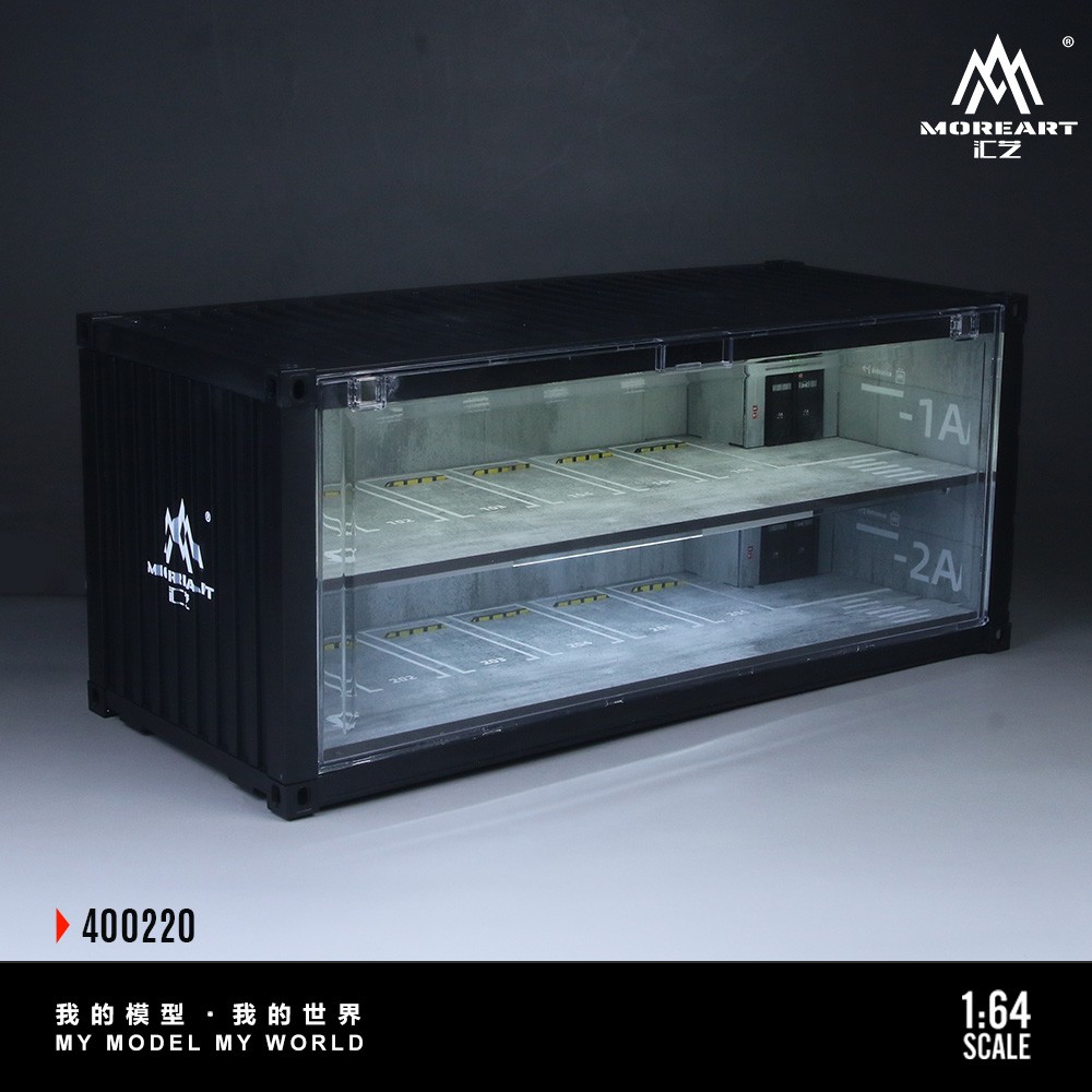 Diorama 1/64 Parking Lot Model LED Lighting Container Garage Display Case Scene