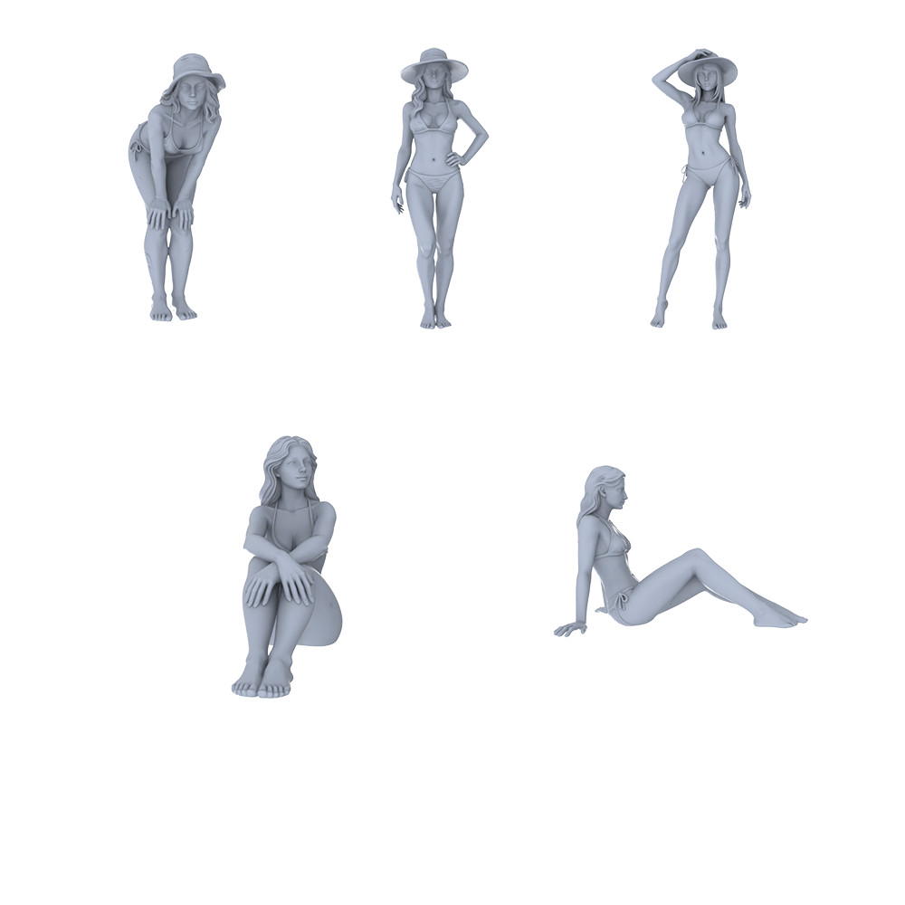 MRY-SFW 1/64/87 Modern Beach Swimsuit Female HO N Scale Miniature Diorama Figure