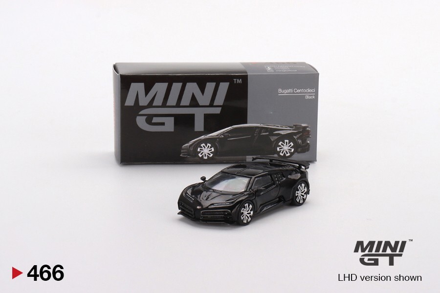 Mini GT 1:64 Bugatti Centodieci Black Diecast Model Car Mijo Exclusive MGT00466