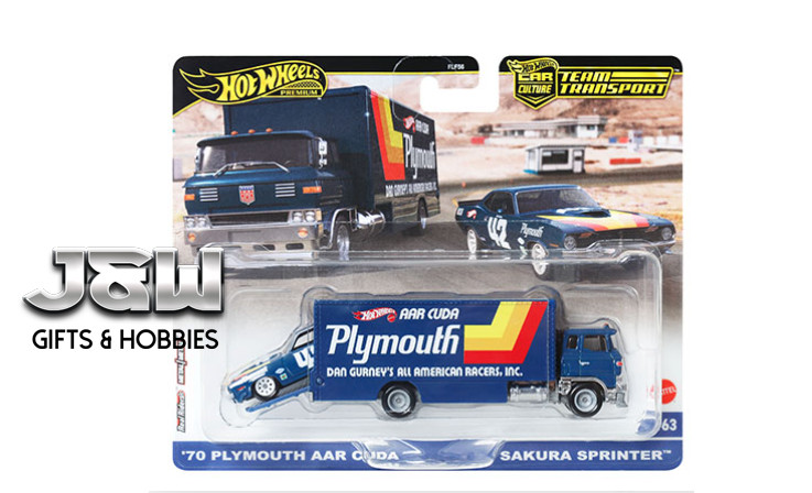 Hot Wheels Sakura Sprinter with Plymouth AAR Cuda 70 FLF56-957 A 1/64
