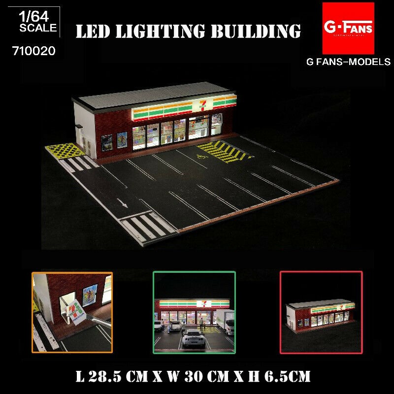 Diorama 1/64 Car Garage Model LED Lighting City Car Parking Lot Scene Model Gift