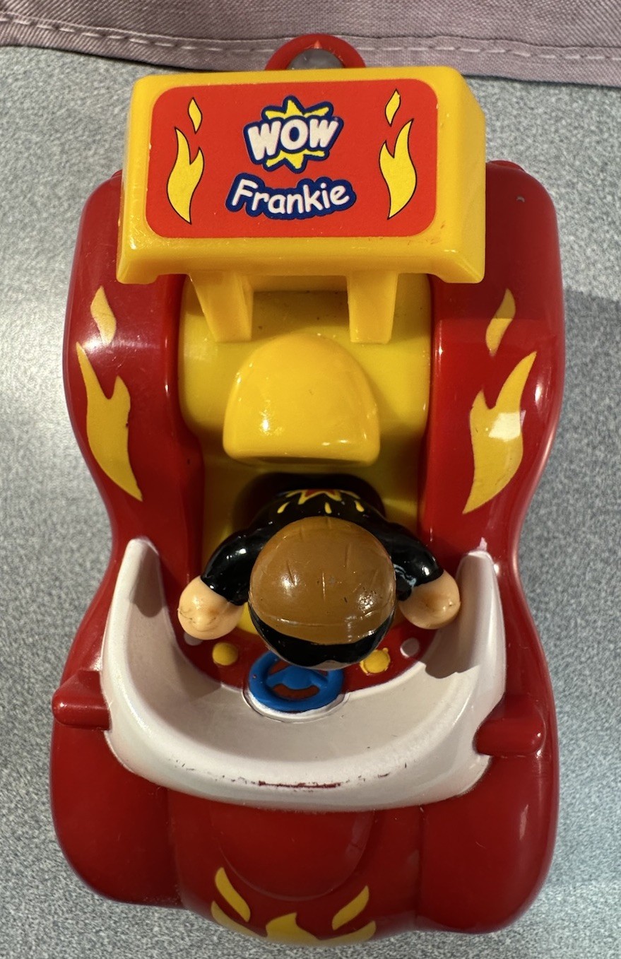 Wow Toys Fireball Frankie Push & Go Motor Car W/ Figure Racing Sound & Movement