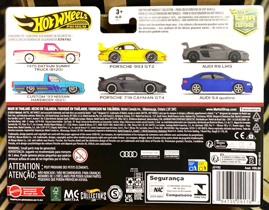 Hot Wheels Premium Car Culture Twin 2 Pack Audi S4 Quattro & Audi R8 LMS