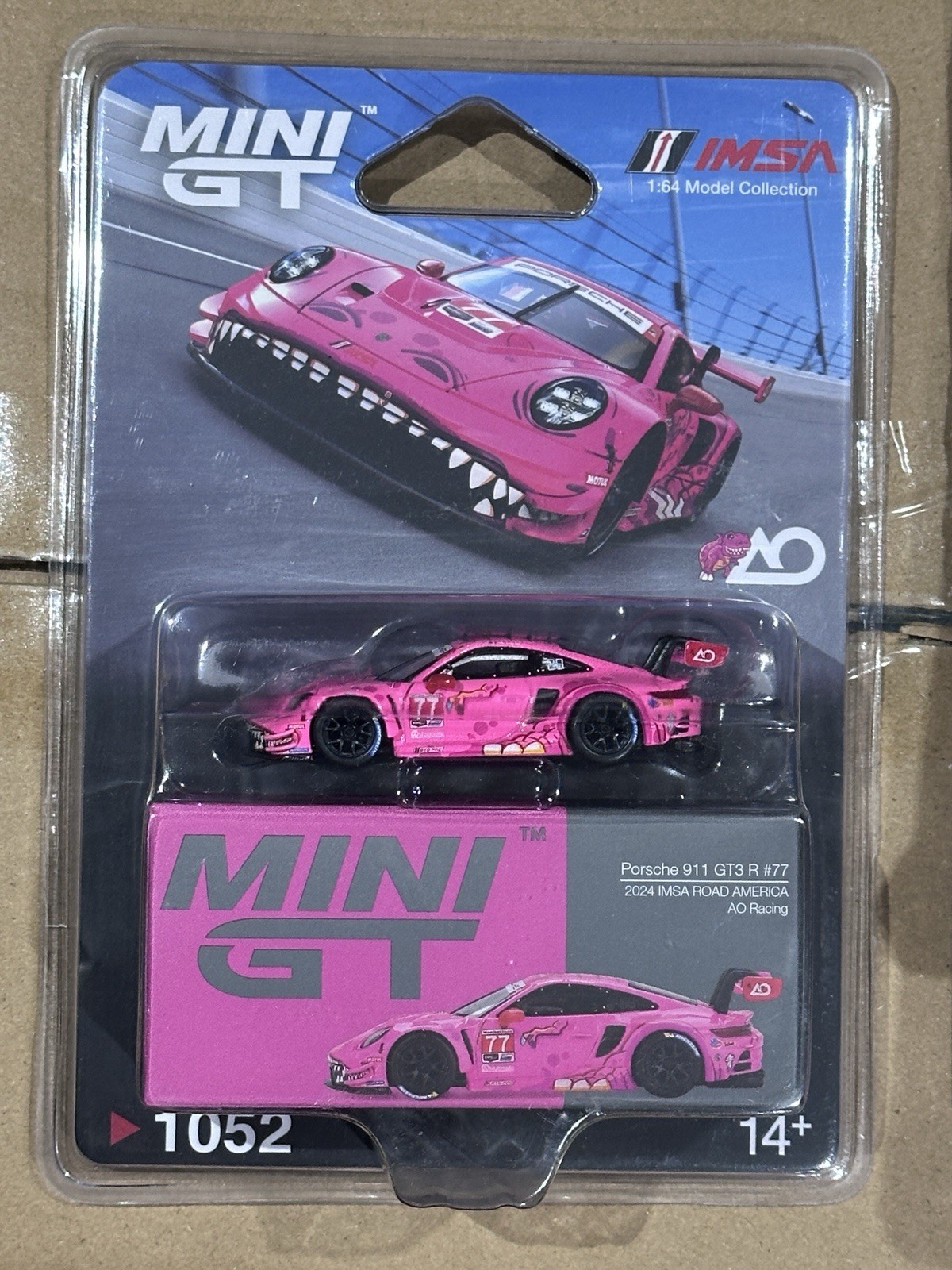 Mini GT 1/64 Porsche 911 GT3 R #77 AO Racing 2024 IMSA Road America MGT01052