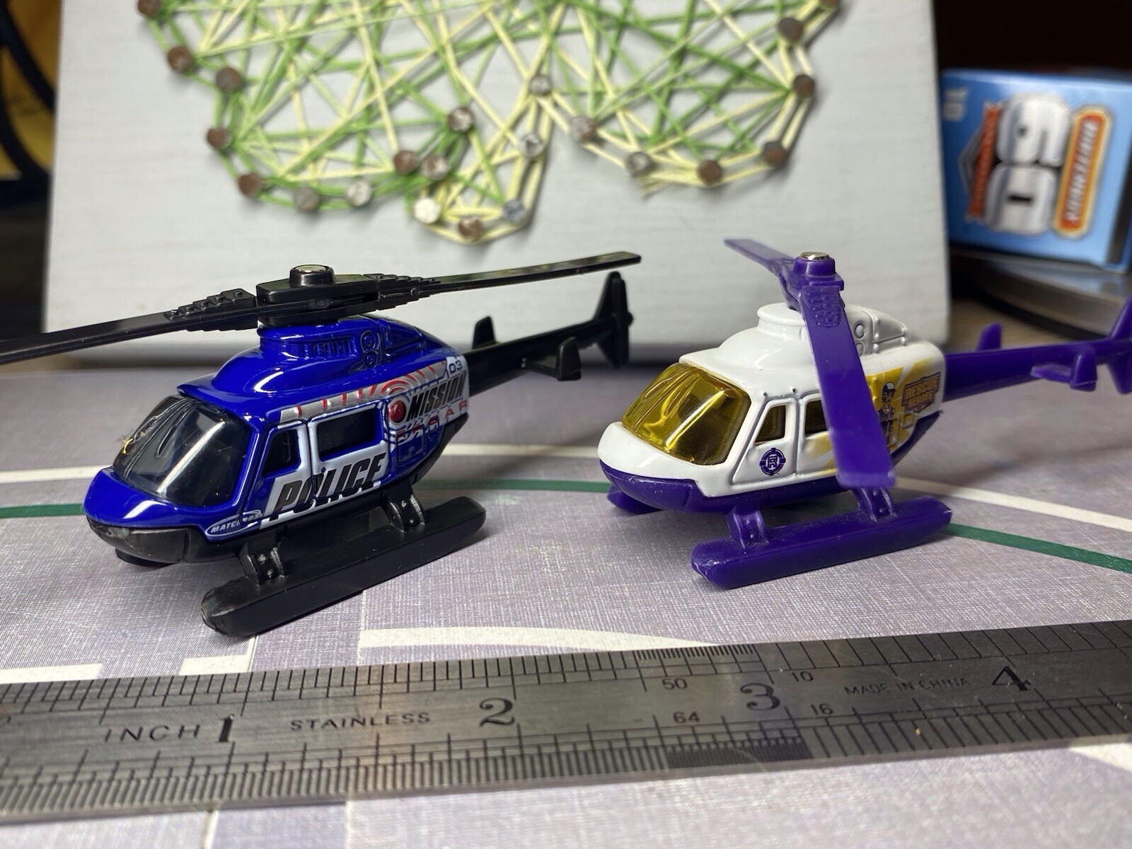 Matchbox 2 X 1998 Rescue Helicopter, Chopper, Police, Fire, Medic Air, 911