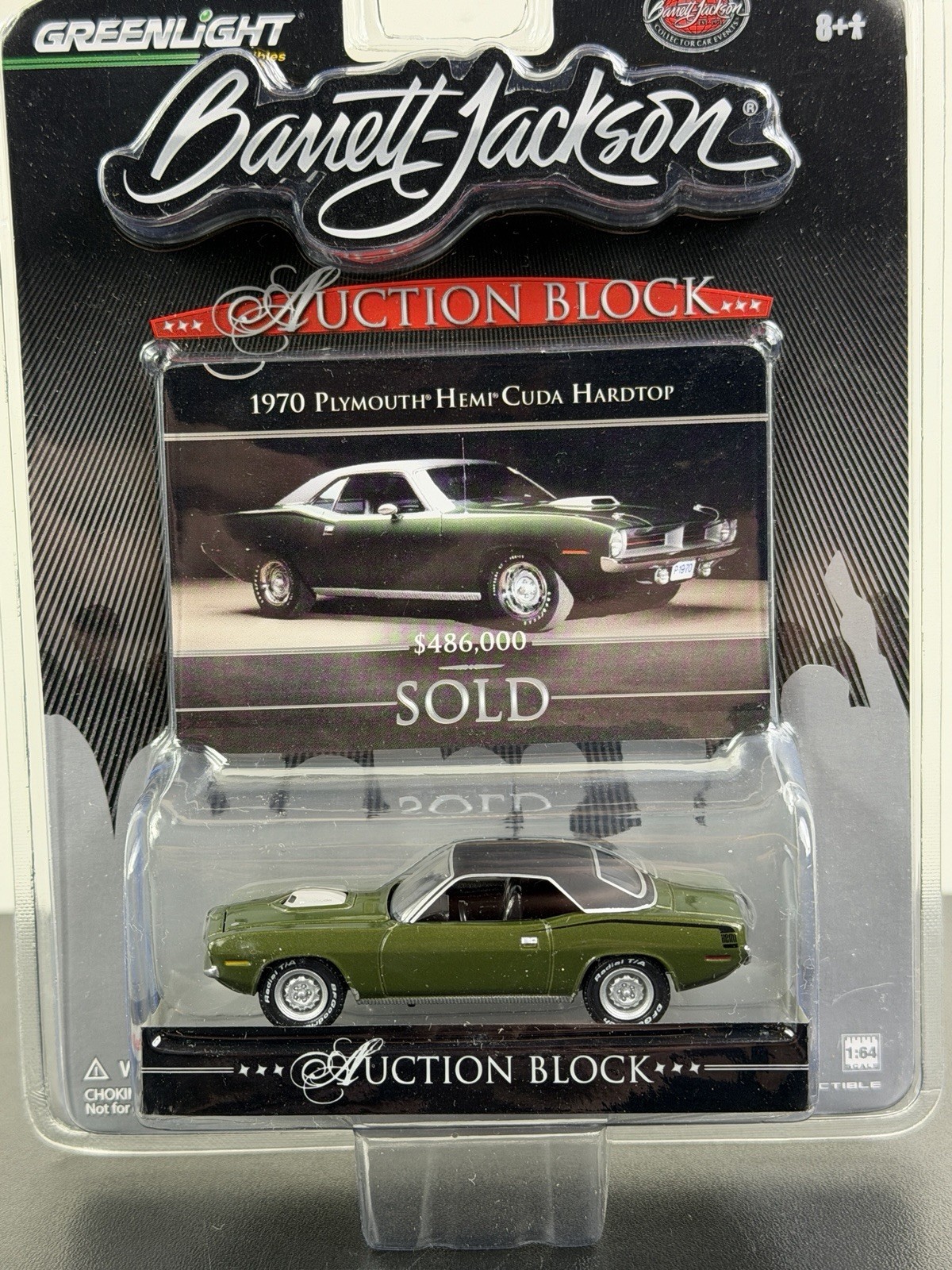 Greenlight Barrett Jackson Auction Block 1970 Plymouth Hemi Cuda Hardtop 1:64