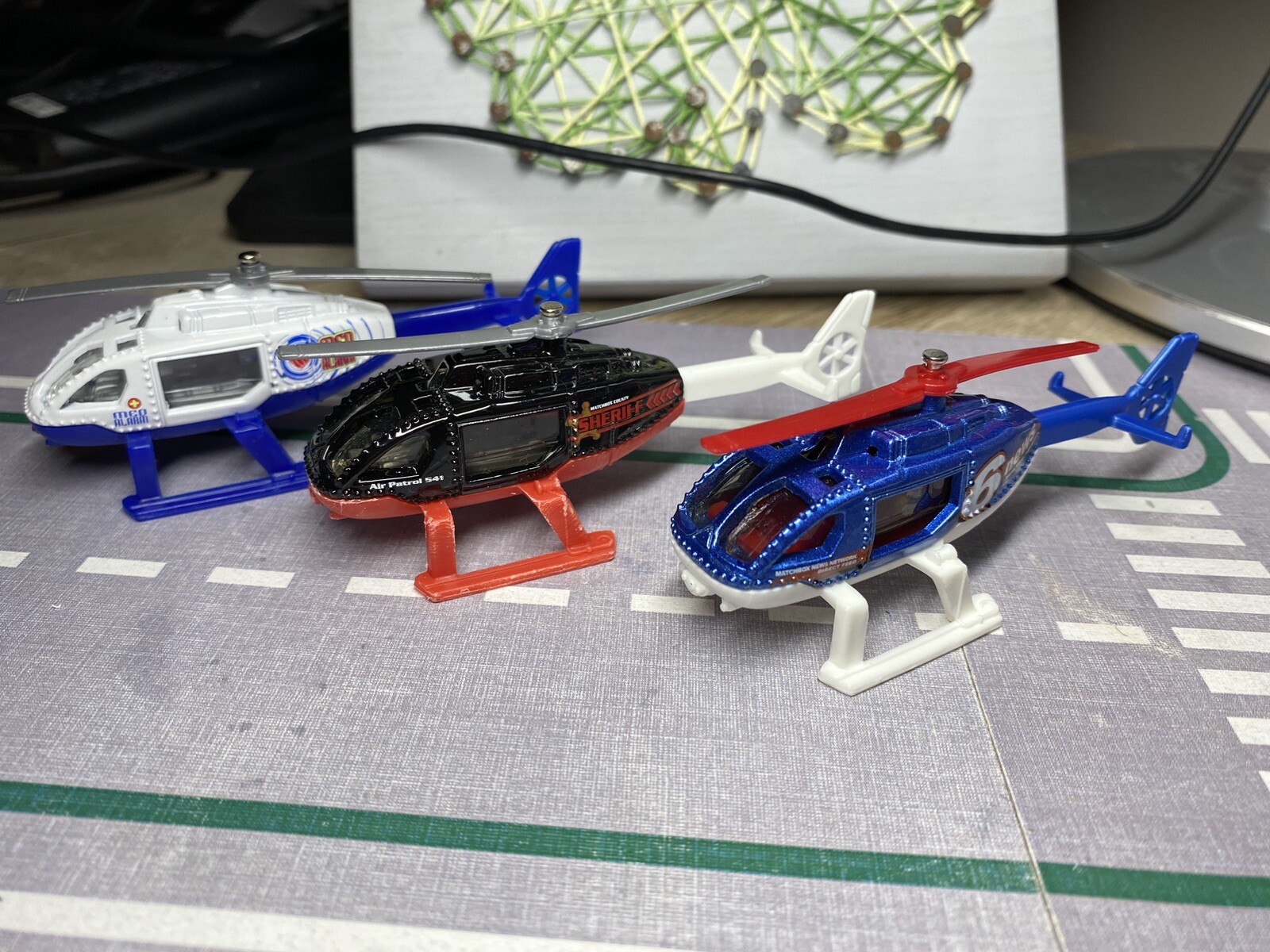 Matchbox 3 X 2001 Rescue Helicopter, News Chopper, Police, Fire Mb.541,