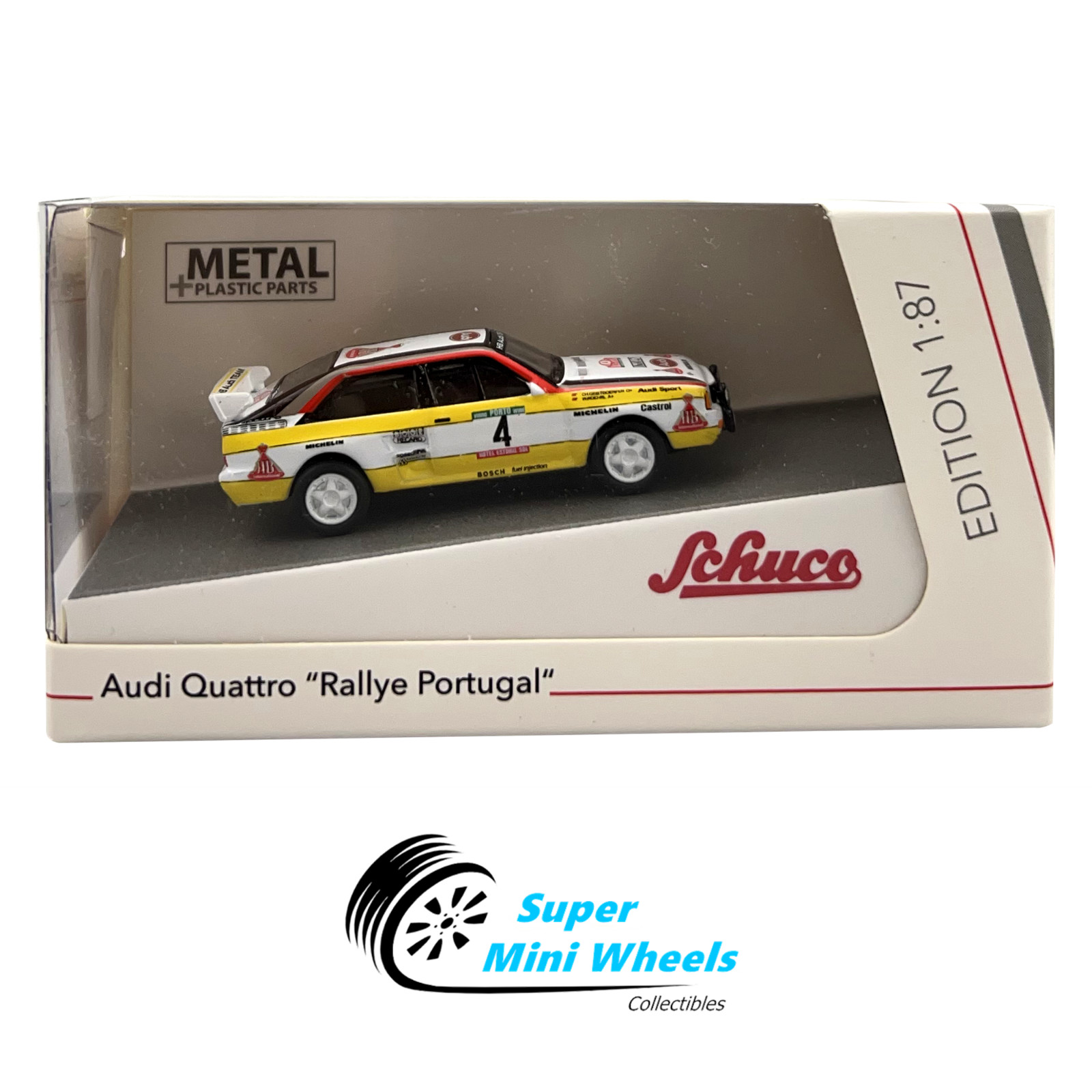 Schuco – 1:87 HO Scale – Audi Quattro “Rallye Portugal” #4 – Diecast Model