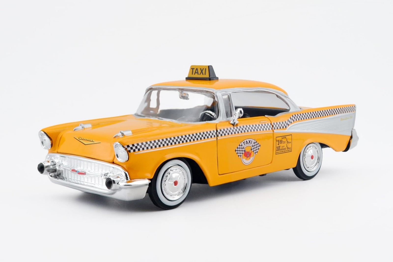 1957 Chevy Bel Air Taxi Diecast Model 1:24 Scale Classic Collectible Car Vehicle