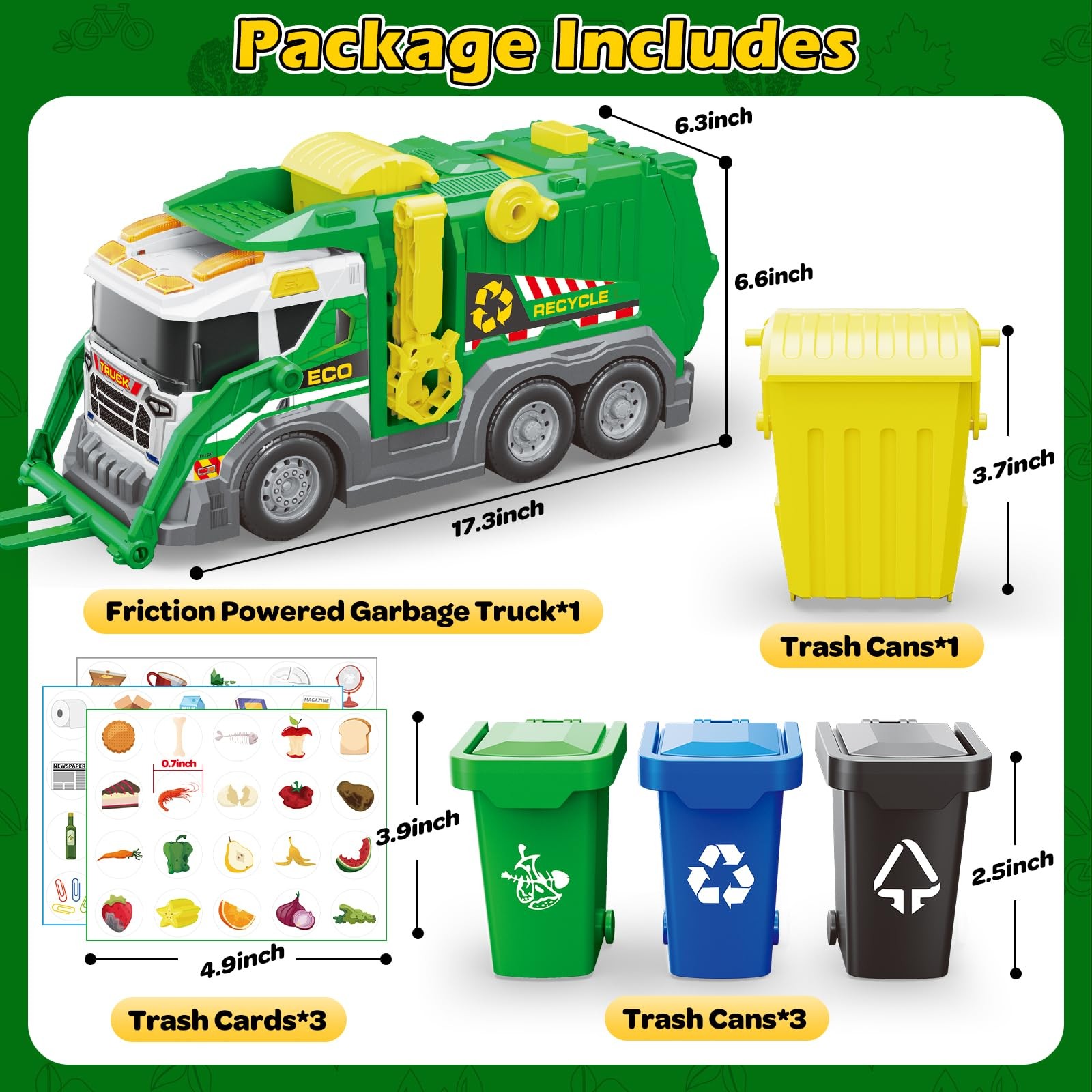 Garbage Truck Toys for Kids 3 4 5 6 7 8 Years Old Boys Toy Trucks Set with So…