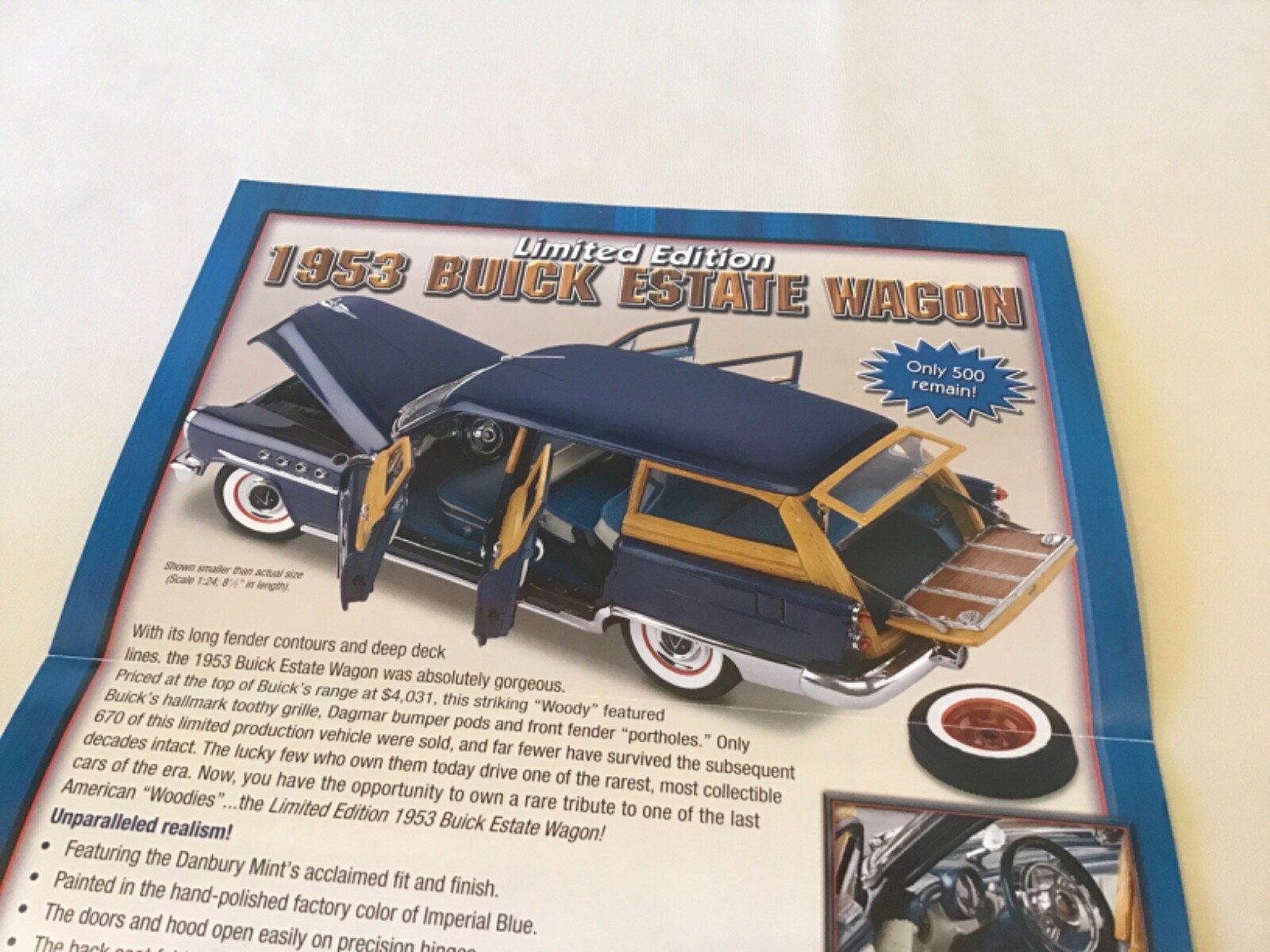 Danbury Mint 1953 Buick Estate Wagon L.E. Brochure Paperwork Only 1:24