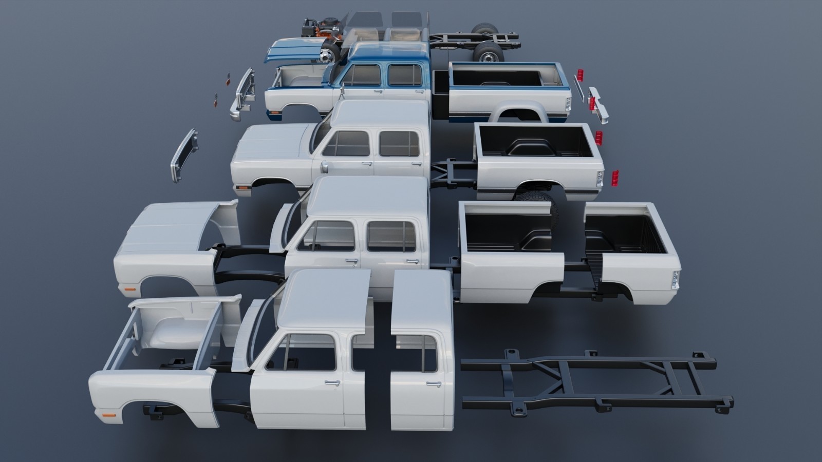 3d printed Dodge Ram W350 Crew Cab Dually 1983 model car collectible replica