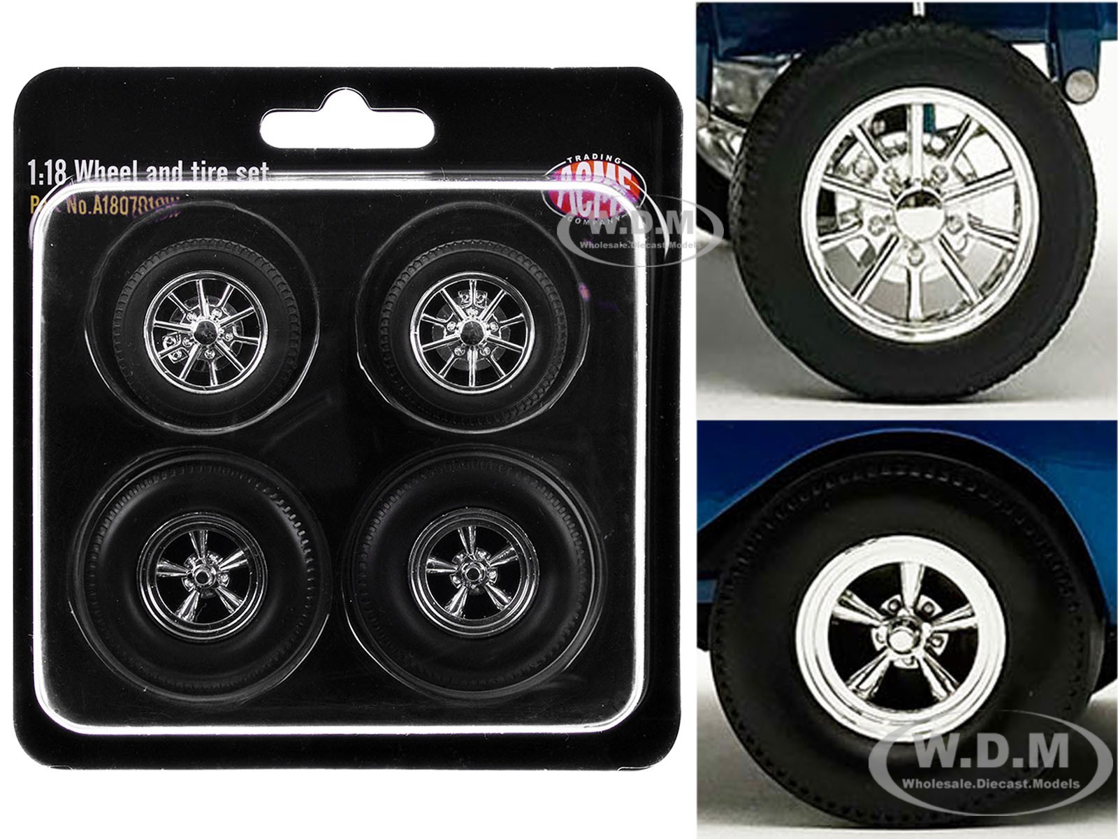 “DRAG” WHEEL & TIRE SET OF 4 PCS “1957 CHEVROLET GASSER” 1/18 BY ACME A1807019W