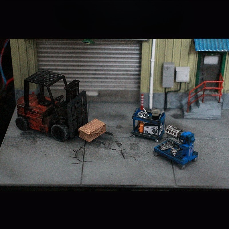 1/64 Diorama Car Garage Tool Cart Model Diecast Car Repair Workshop Accessories