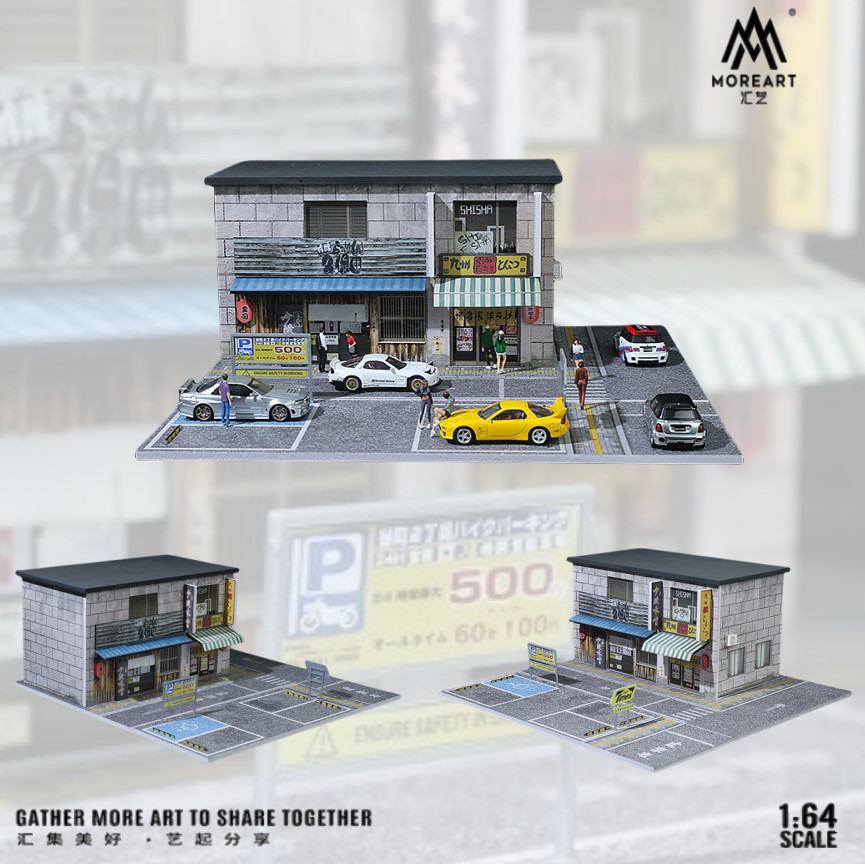 More Art Diorama 1:64 Car Garage Model Lighting Parking Lot Scene Building Model