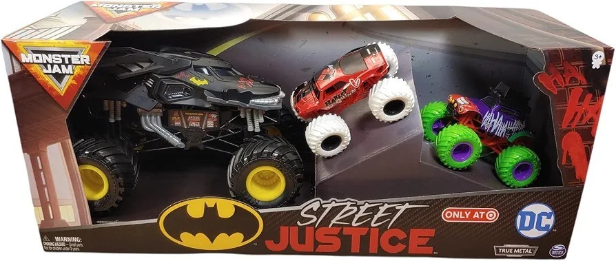 Monster Jam Street Justice 3-Pack Batman Harley Quinn Joker Target Exclusive NIB
