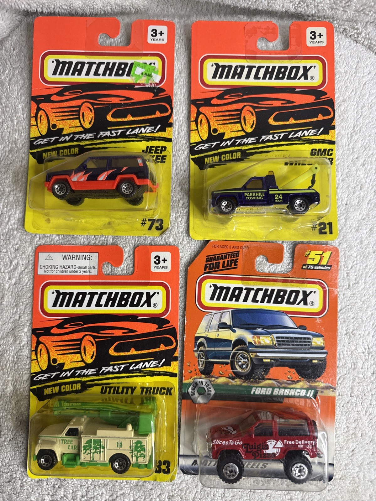 Matchbox Cars Truck Lot Bronco Jeep CJ F-150 Pickup, GMC Wrecker, Utility NEW