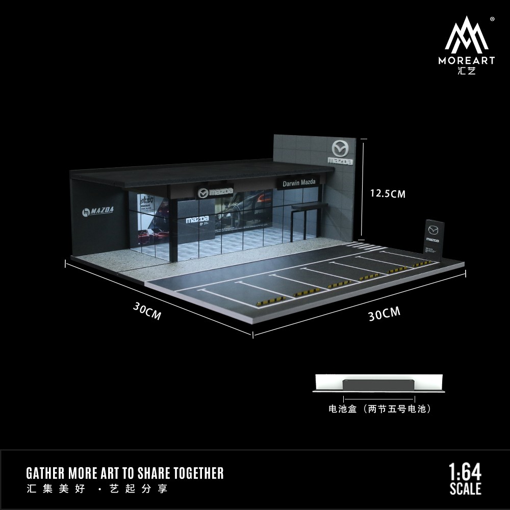 Diorama 1/64 Diecast Garage Model LED Lighting Showroom Scene Parking Lot Model