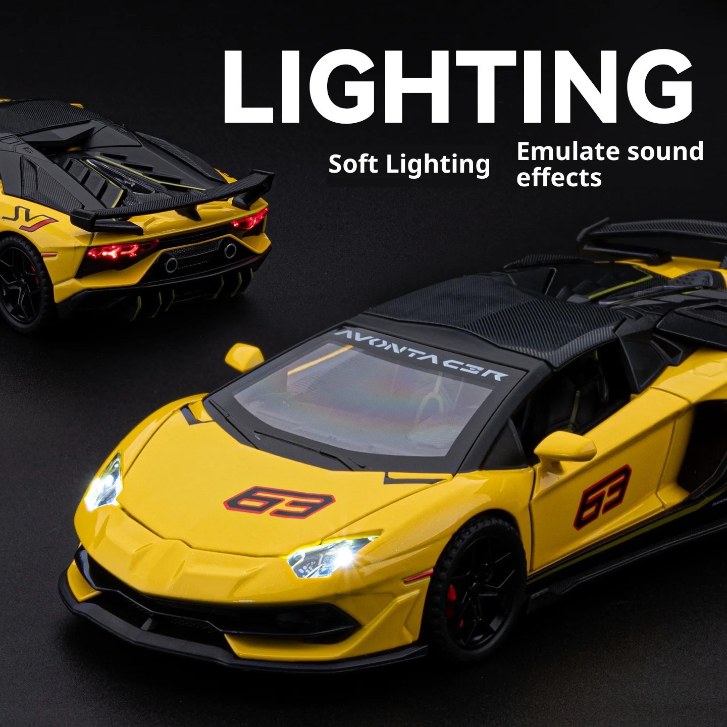 1/32 Lamborghini SVJ63 Alloy Diecast Sports Car Model Sound and Light Pull Back