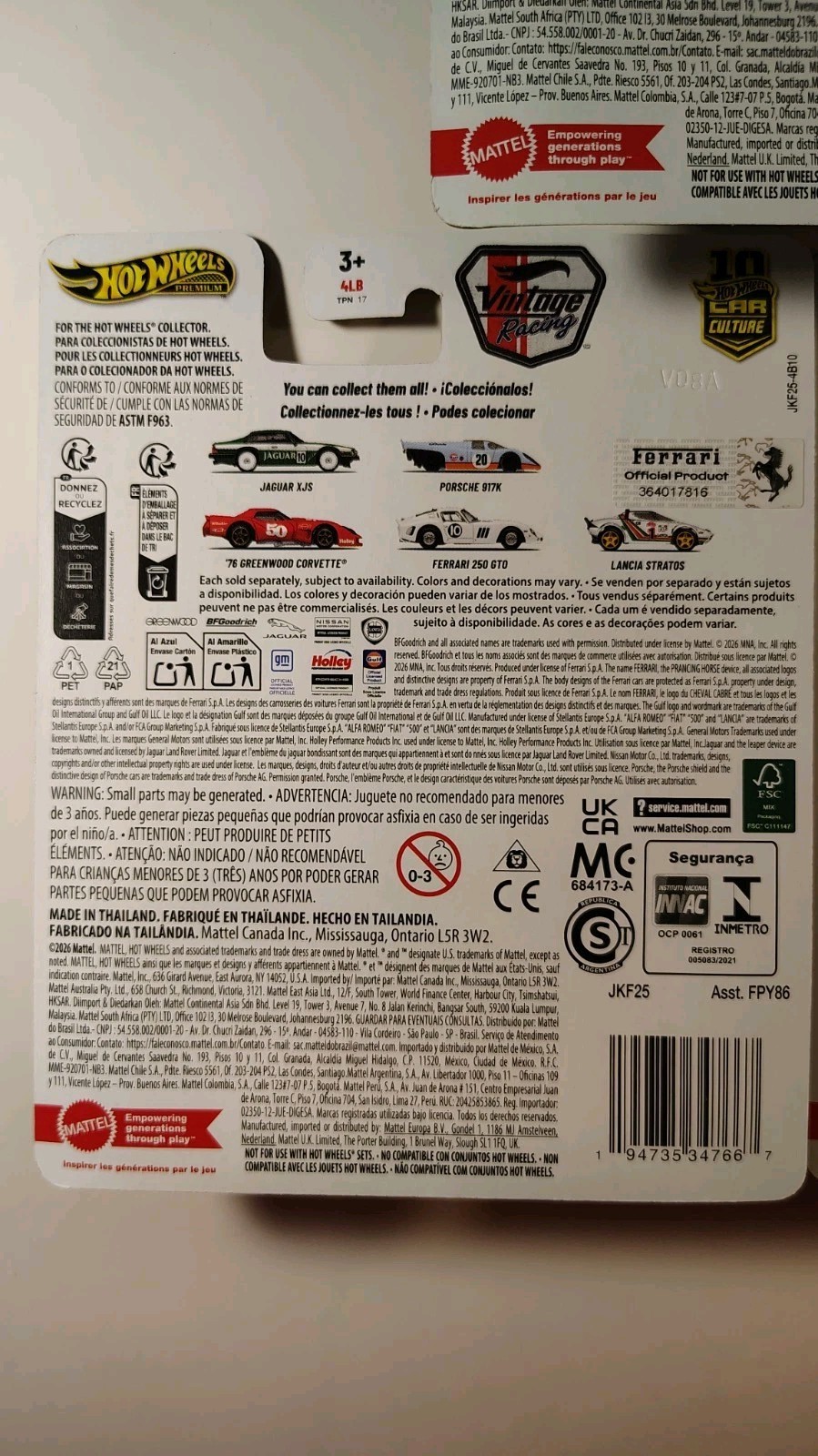 2026 Hot Wheels Premium Ferrari 250 GTO Vintage Racing Lot of 3 Sealed