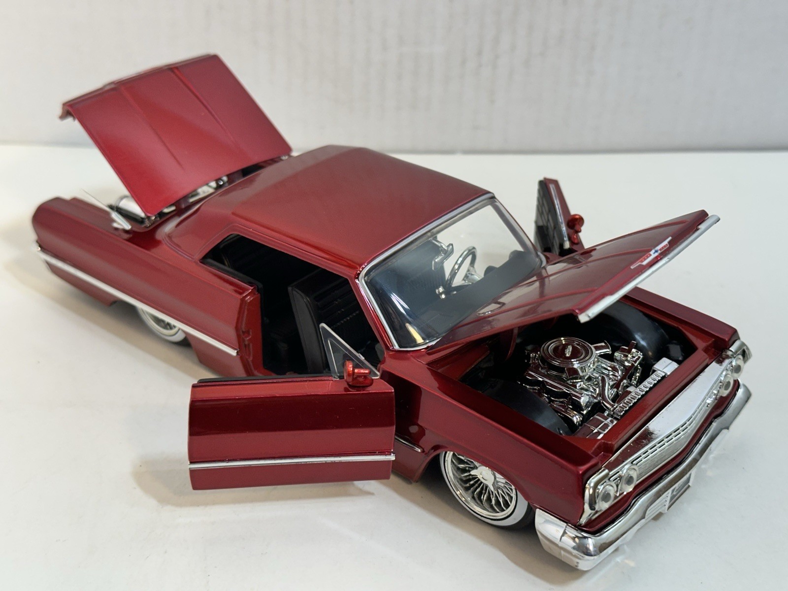 JADA DUB CITY 1963 CHEVY IMPALA RED 1:24 DIECAST MODEL CAR NEW NO BOX