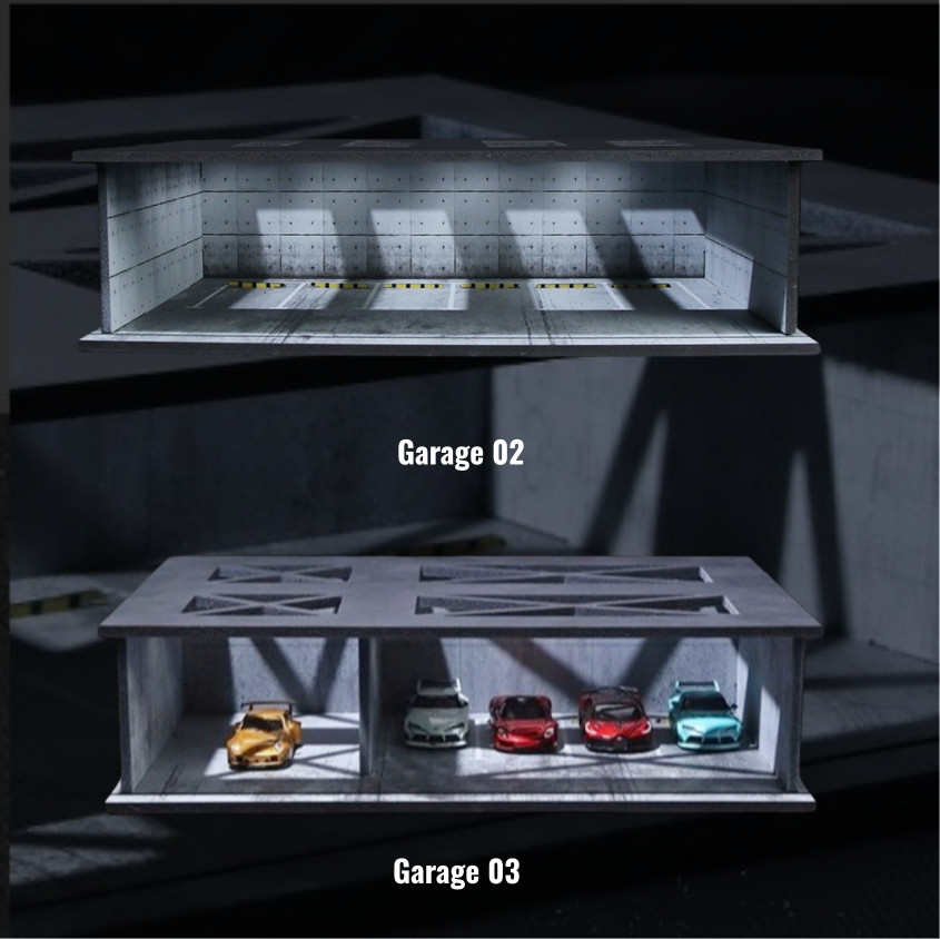 Diorama 1/64 Diecast Car Garage Model LED Lighting Car Display Building Scene US
