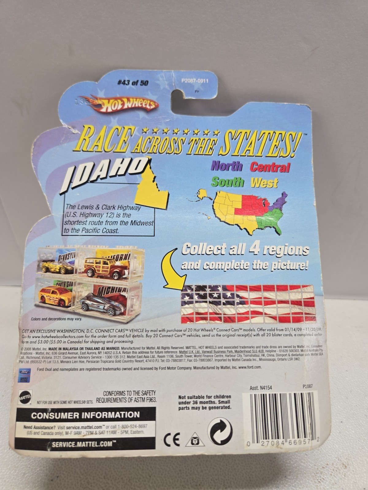 2008 Hot Wheels Connect ‘70 Ford Torino Idaho Blue 1:64 #43 L1 Damaged Card.