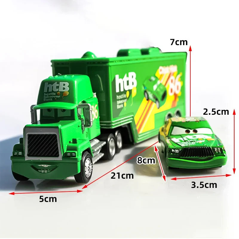 Disney Pixar Cars Shiny Wax No.86 Hauler Truck with Race Car 1:55 Diecast Metal
